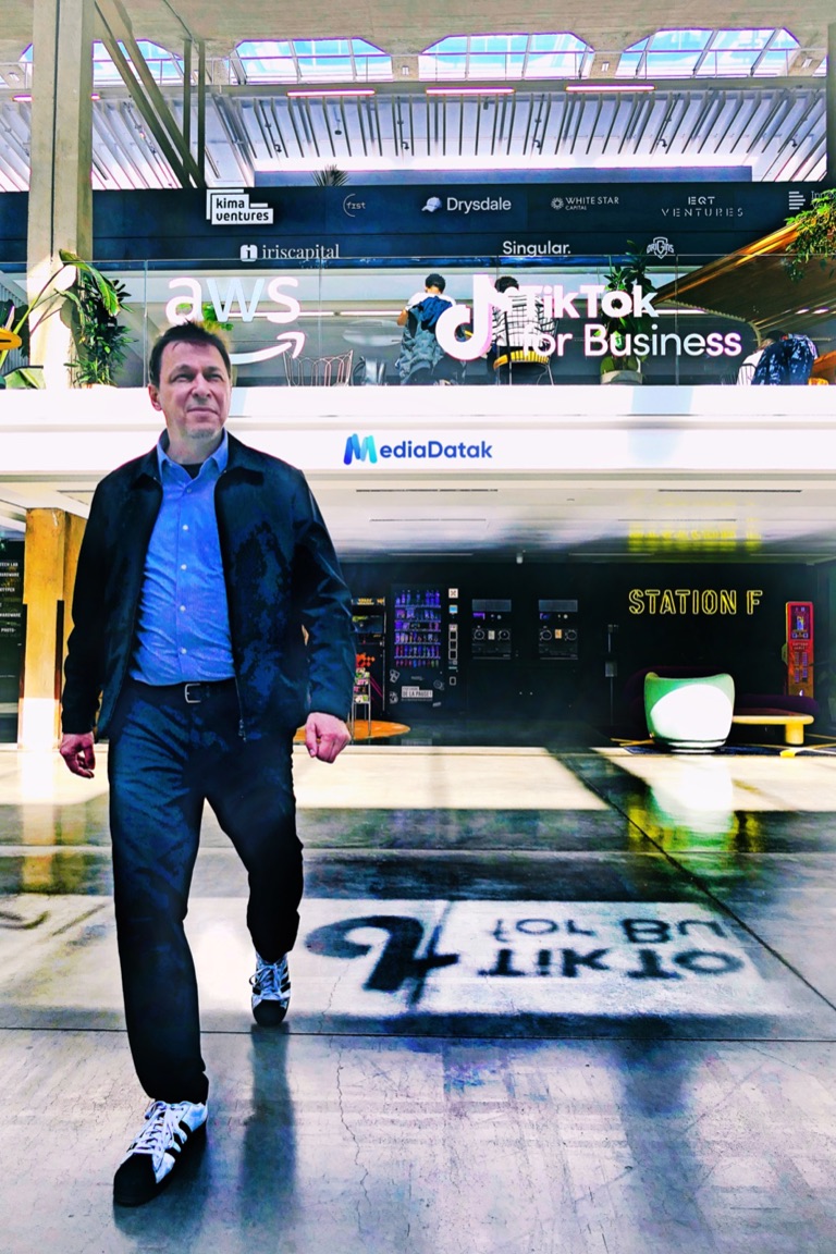 Samuel Zniber walking through Station F, Paris